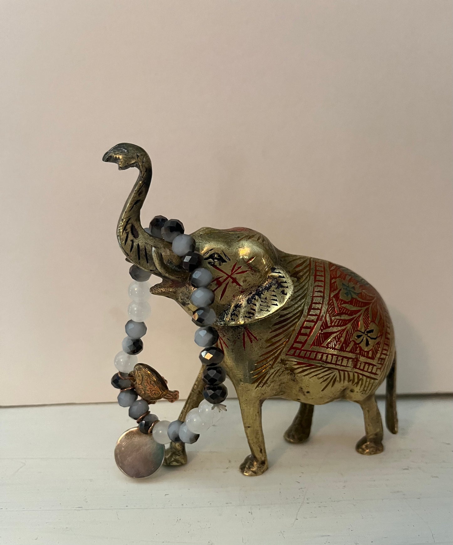 Vintage Indian brass etched elephant