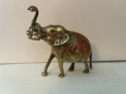 Vintage Indian brass etched elephant