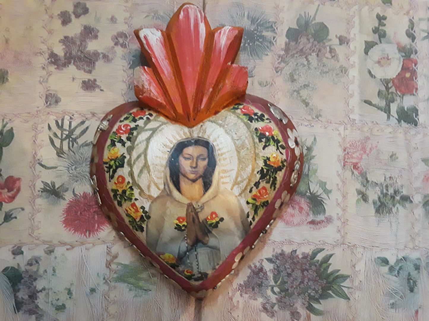 St Rosa Sacred heart milagro wall hanging