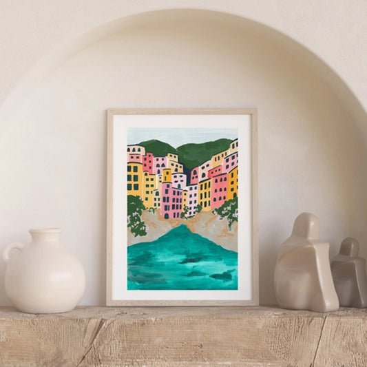 Cinque Terre Italy Colorful Art Print 11x14