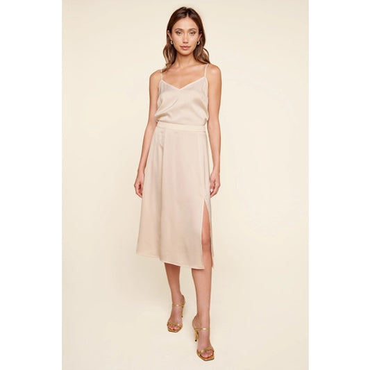 Satin Midi Slip Skirt