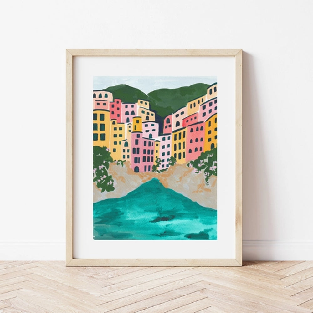 Cinque Terre Italy Colorful Art Print 11x14